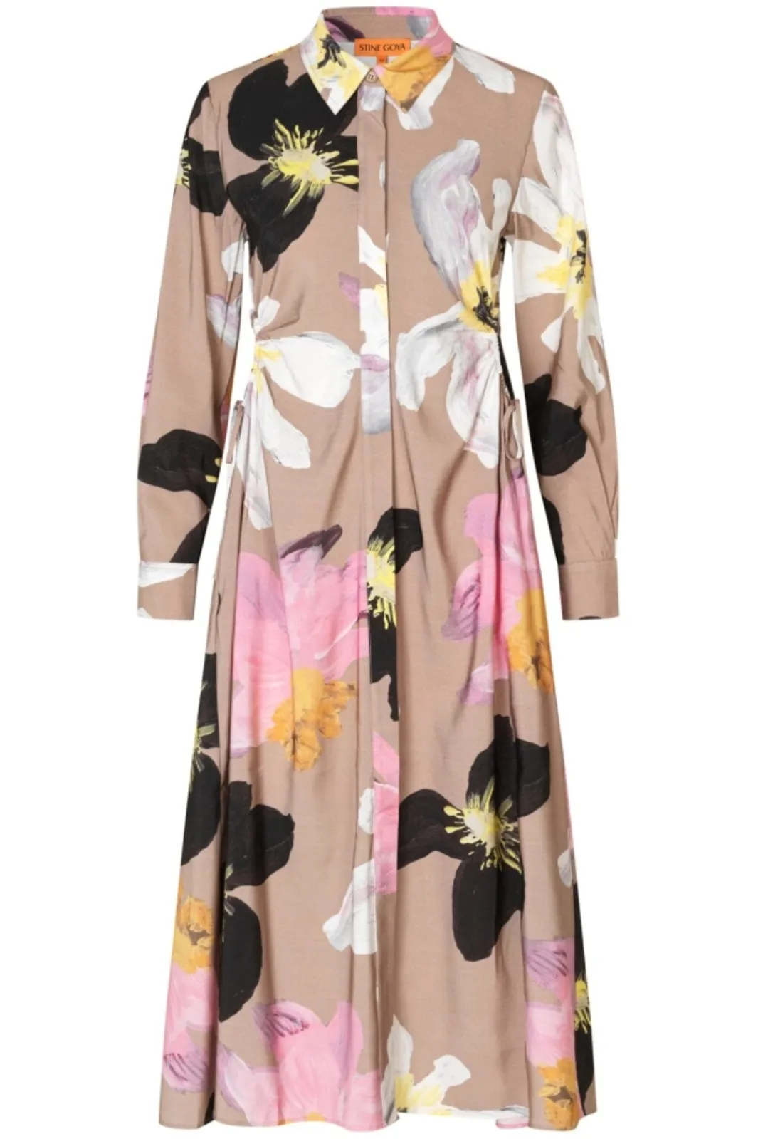 Clearance 2070 Light Fluid Ecovero, Waist Gather Shirt Midi Dresssg-pf25-d146-2070 Ammevenligt Tøj