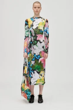 Stine Goya Kjoler<2244 Stocking Jersey, Pullover Long Sleeve Midi Dresssg-aw25-d074-2244