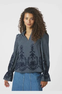 New Amara Stripe Emb Blouse 163363 Bluser & Skjorter