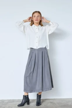Hot Anyacc Denim Pleat Skirt 34181 Nederdele
