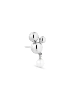 Jane Kønig Øreringe<Atomic Stud w. pearl pendant