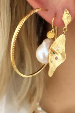 Stine A Øreringe<Baroque Pearl Earring With Gemstone