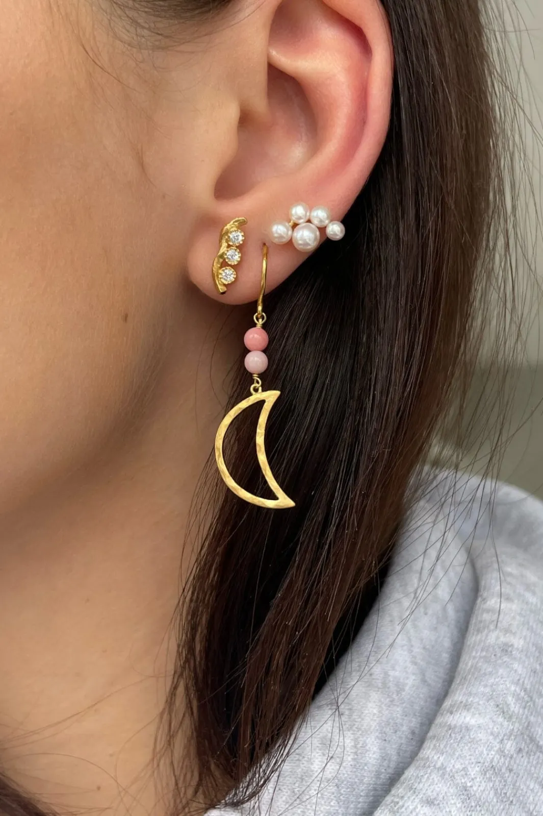 Best Bella Moon Earring With Coral Øreringe