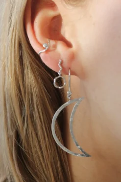 Stine A Øreringe<Big Bella Moon With Stones Earring Silver