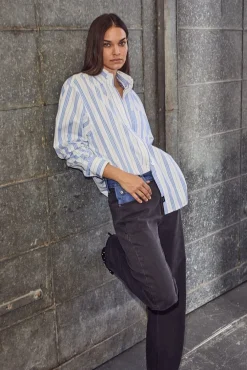 Haute L'Amitié Bluser & Skjorter|Ammevenligt Tøj<Button Down Stripe Shirt HL10257