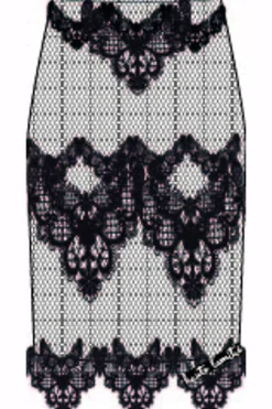 Curvey Lace Hem Pencil Skirt HL10015 Nederdele