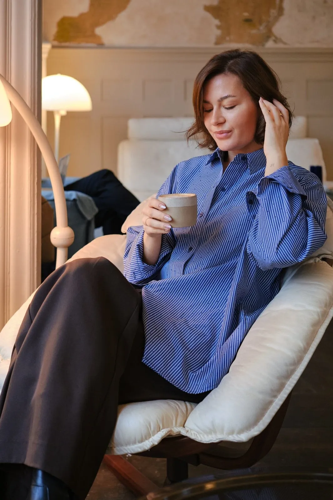 Best Dalma B Stripe Stone Shirt 164520 Bluser & Skjorter|Ammevenligt Tøj