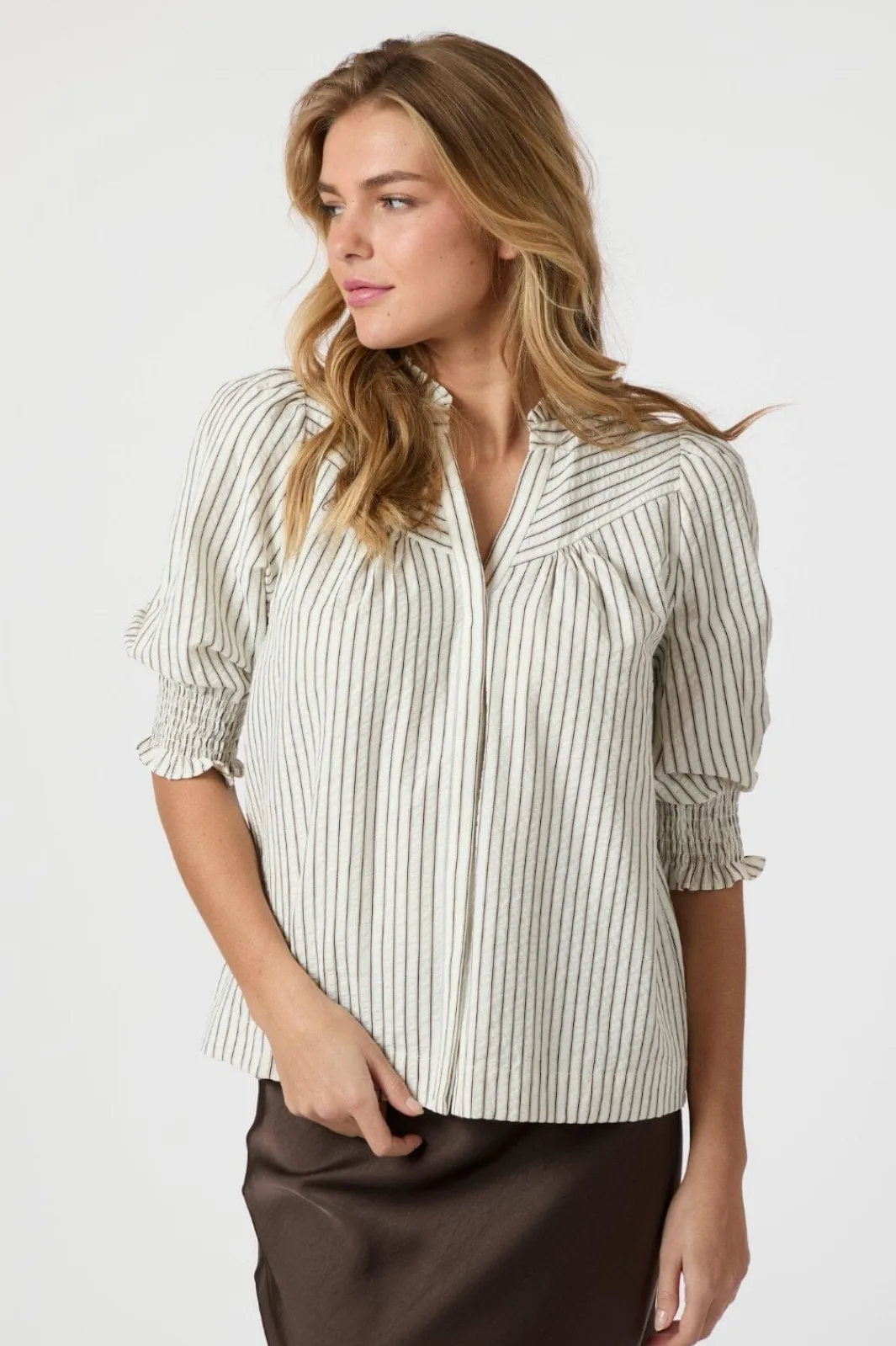 Neo Noir Bluser & Skjorter<Diana Crepe Stripe Blouse 165203