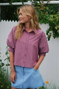 Neo Noir Bluser & Skjorter|Ammevenligt Tøj<Etta Soft Stripe Stone Shirt 166416