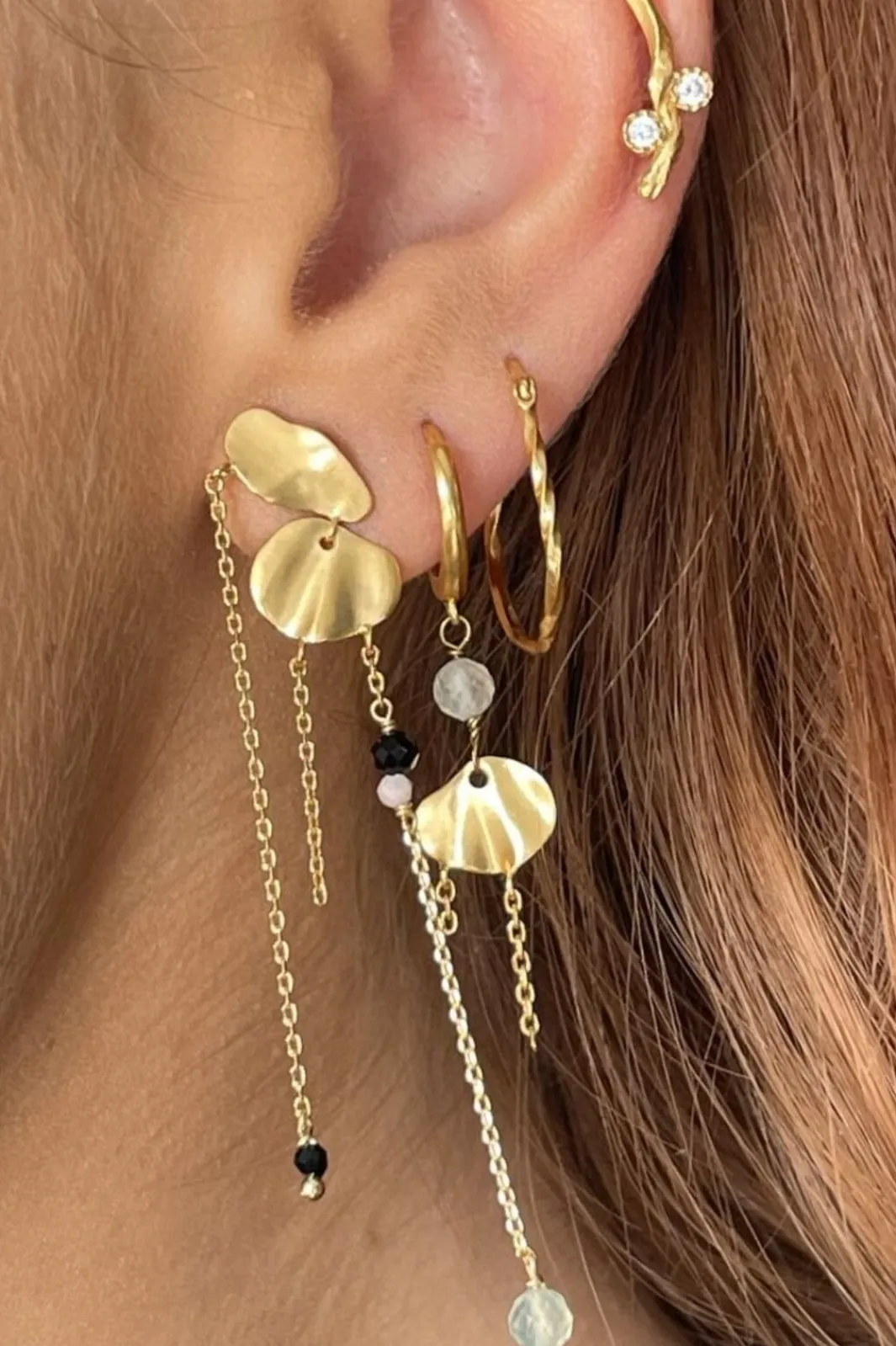 Stine A Øreringe<Festive Clear Sea Earring With Chains & Stones