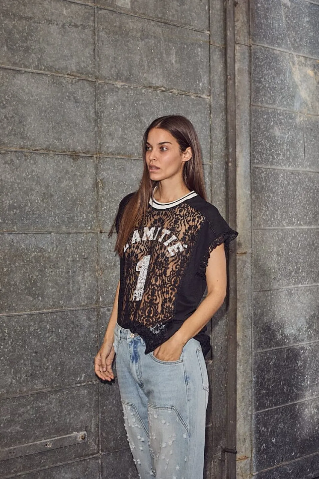 Sale Football Lace Frill Top HL10124 T-Shirts & Toppe