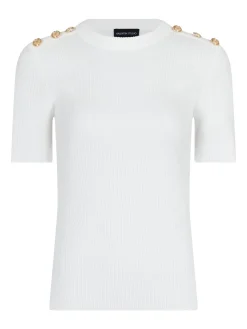 Clearance Gold Button Knit T-shirt T-Shirts & Toppe