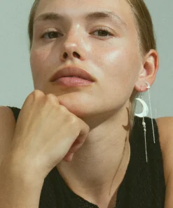 Hot Half Moon Chain Stud Left Øreringe