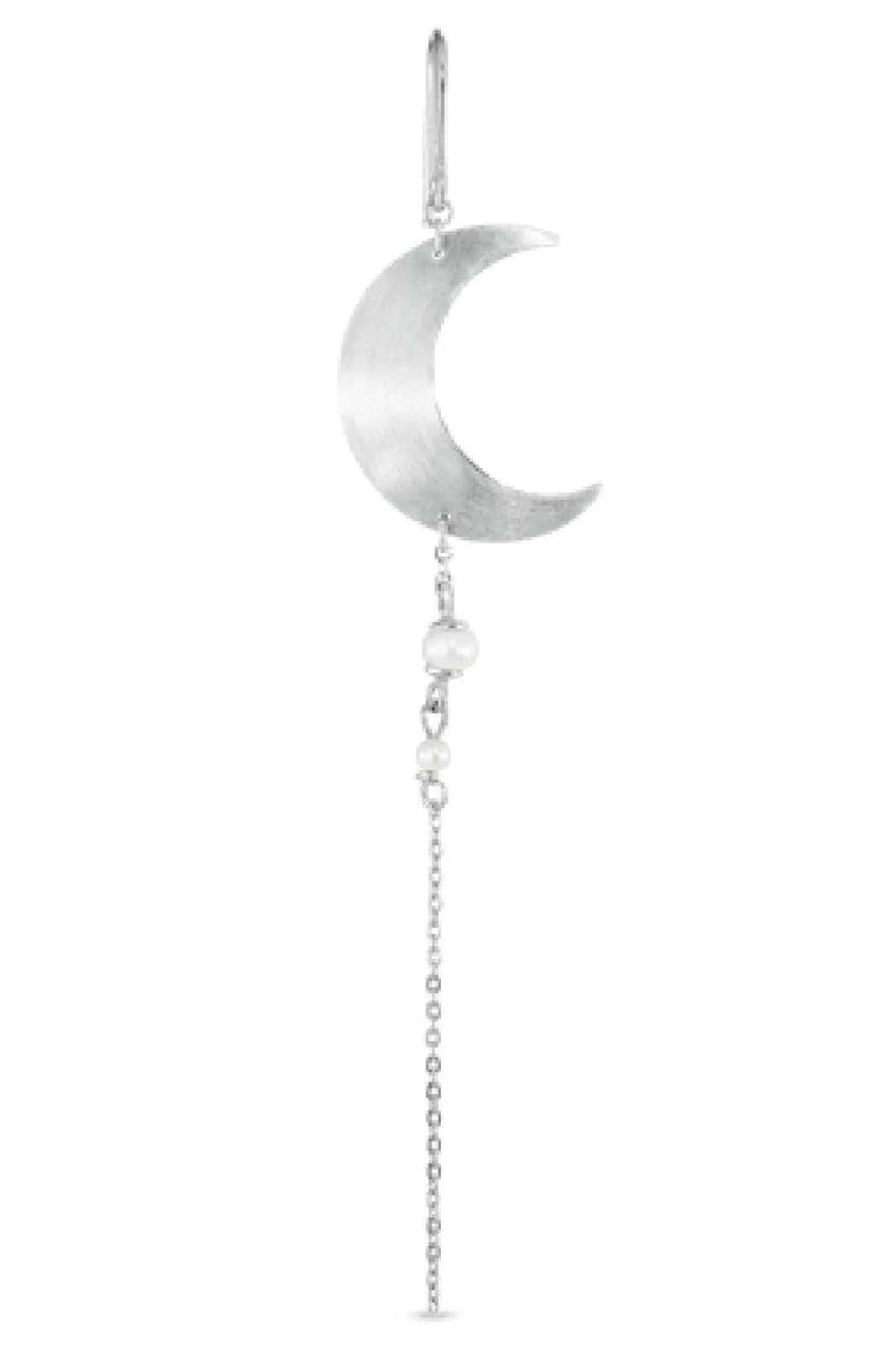 Jane Kønig Øreringe<Half Moon Earring with pearl chain Right