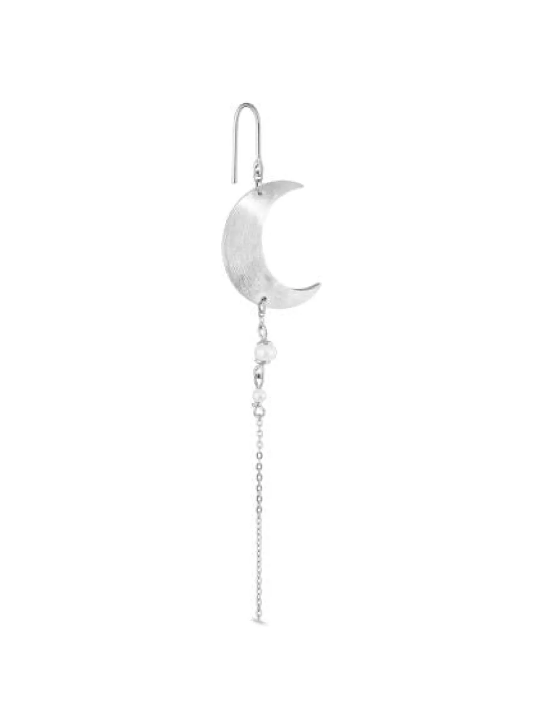 Jane Kønig Øreringe<Half Moon Earring with pearl chain Right