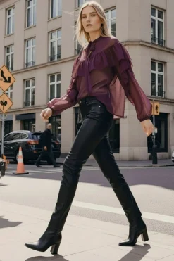 Online Hdmelisa Ruffle Ls Blouse 32000021 Bluser & Skjorter