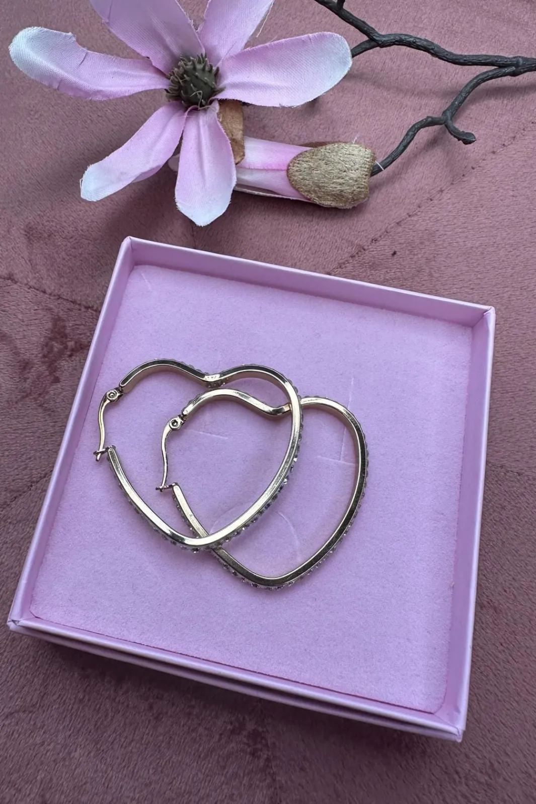 Hot Heart Hoop Stone Øreringe