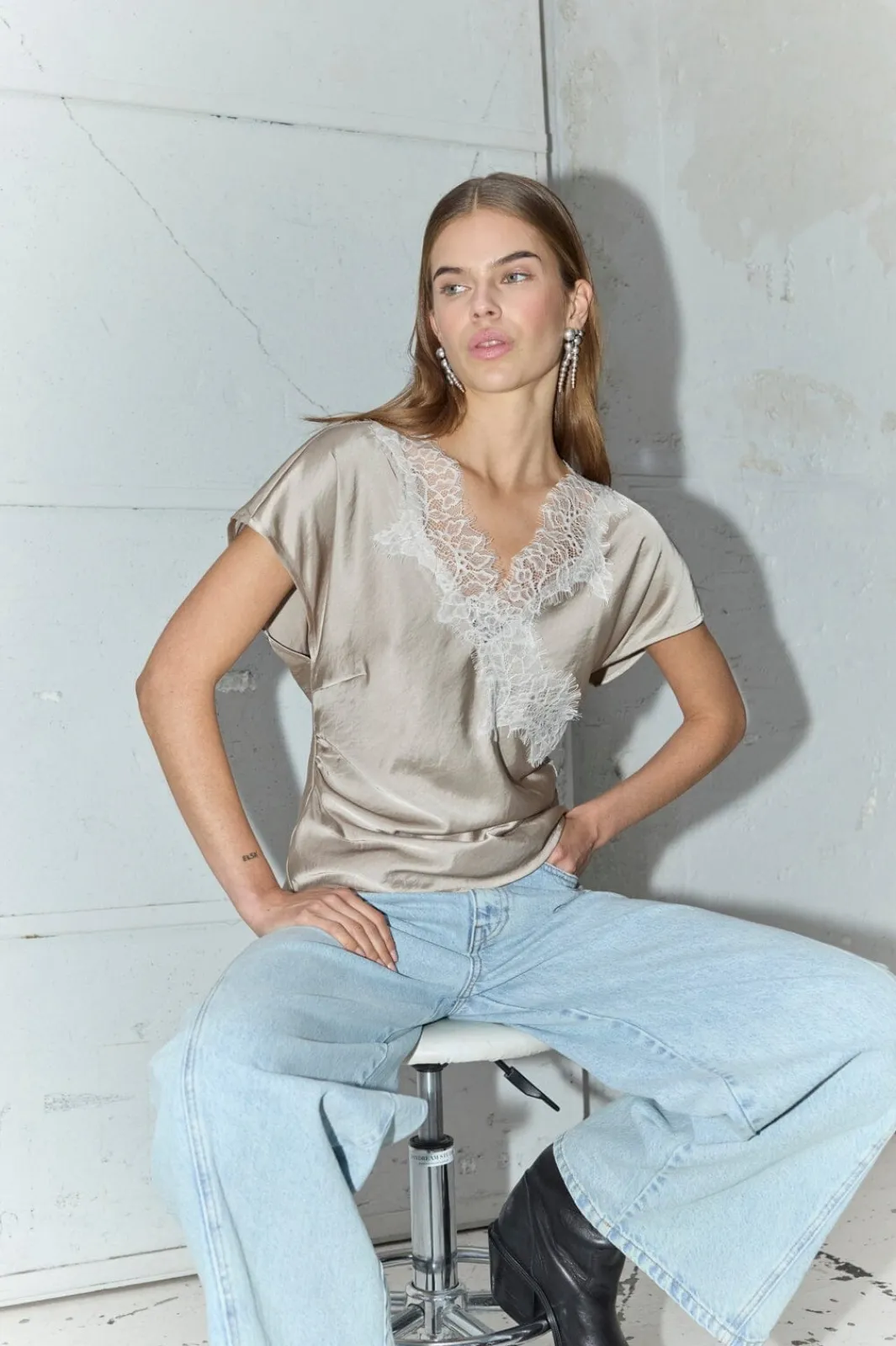 Co´Couture Bluser & Skjorter<Iduncc Lace Ss Blouse 45167