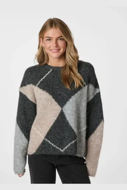 Inga Check Fluff Knit Blouse 165205 Strik|Bluser & Skjorter
