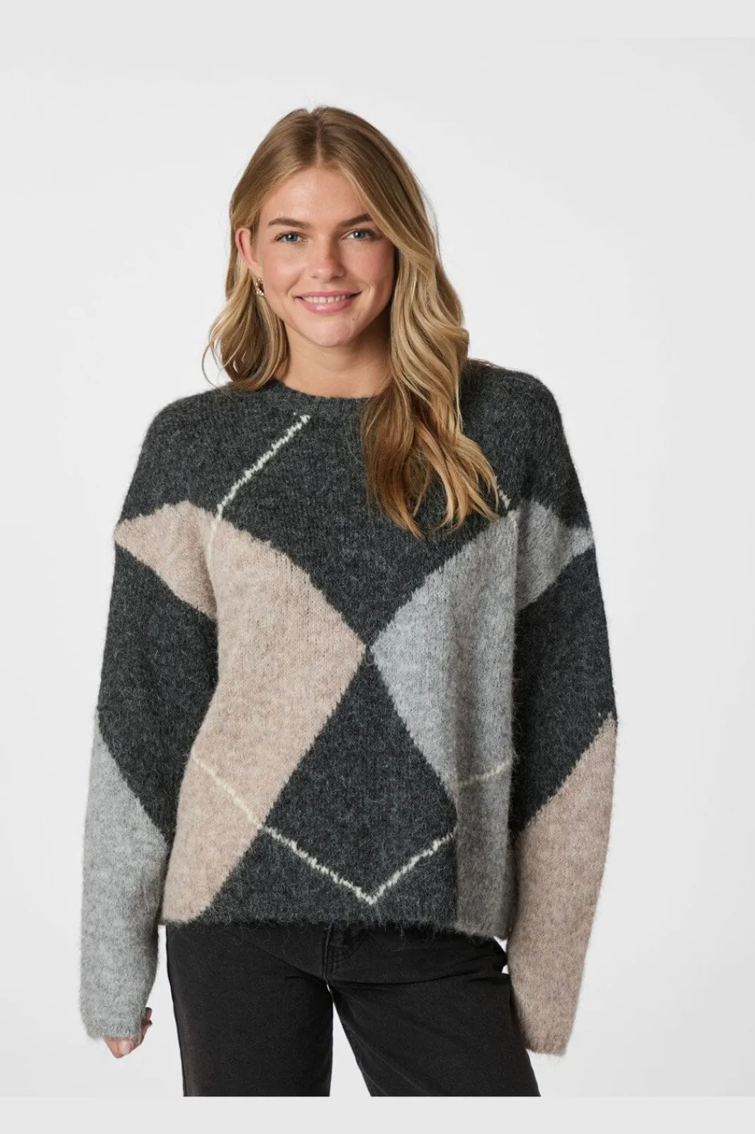 Inga Check Fluff Knit Blouse 165205 Strik|Bluser & Skjorter