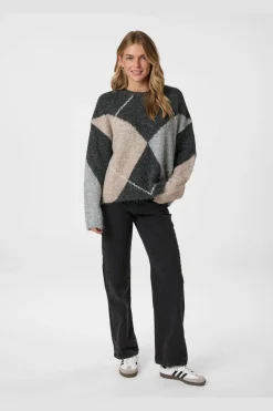 Inga Check Fluff Knit Blouse 165205 Strik|Bluser & Skjorter