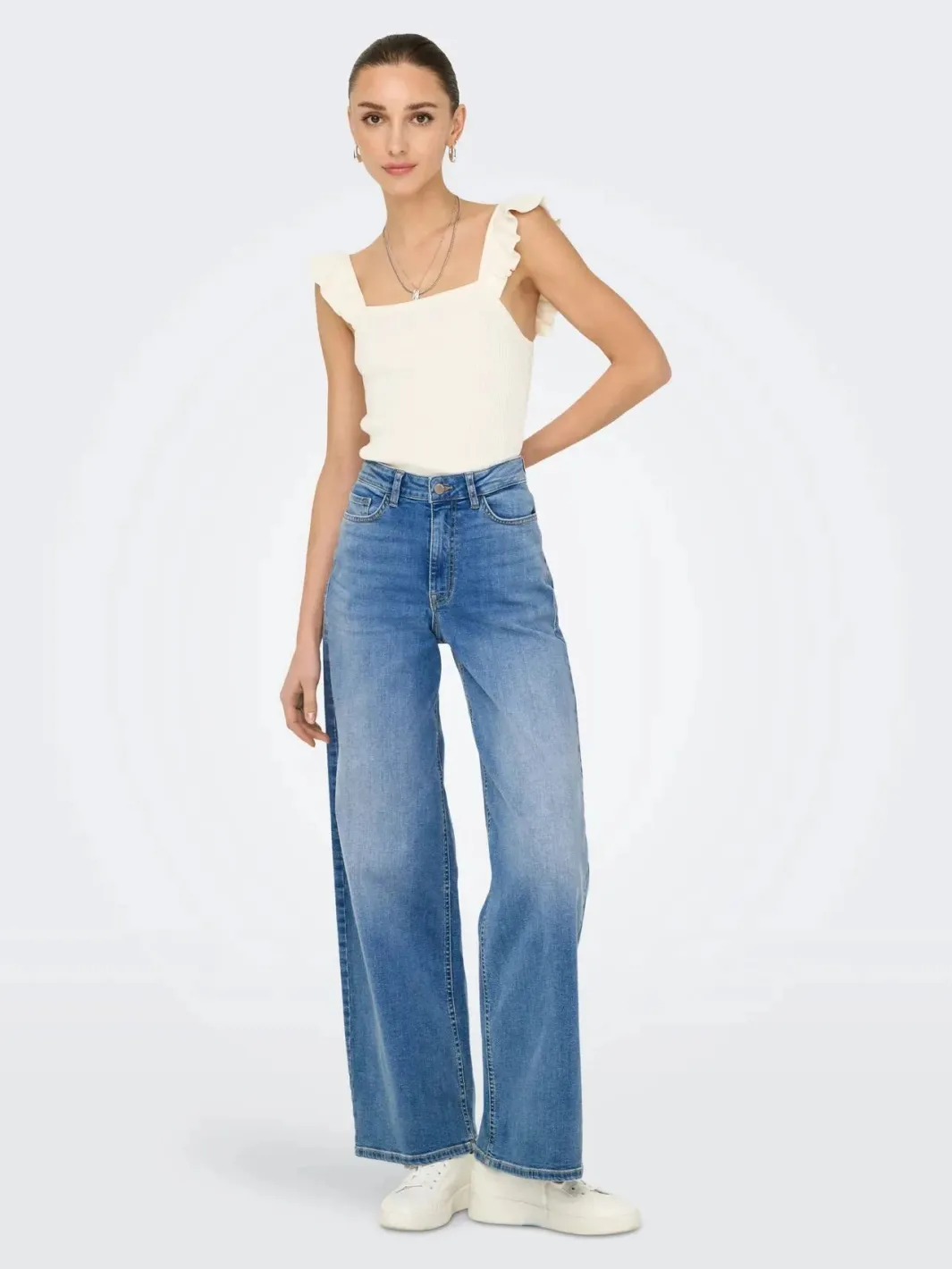 Clearance felina-Fina Wide Med Blue Bukser, Jeans & Leggings