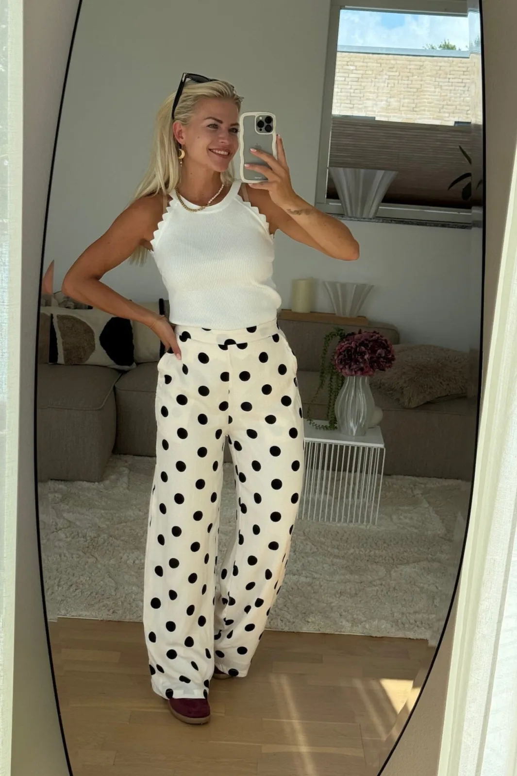 Sale Juliana Wide Dot Pants Bukser, Jeans & Leggings