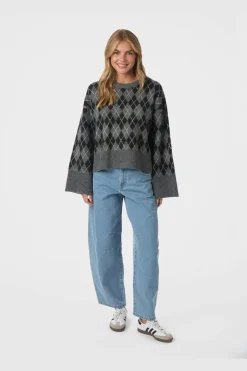 Neo Noir Strik|Bluser & Skjorter<Kick Check Knit Blouse 165204