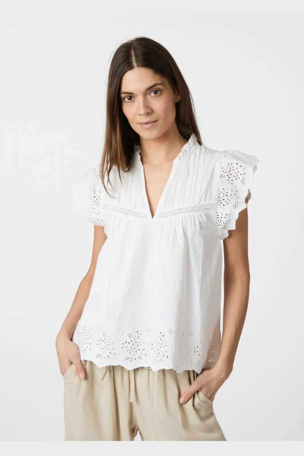 Clearance Kyoti Embroidery Top 165109 T-Shirts & Toppe