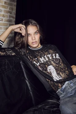 Haute L'Amitié Bluser & Skjorter<Lace Ls Football Blouse HL10471