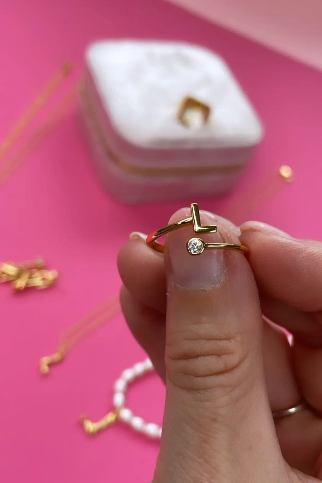 Mellow Moon Ringe<Letter Stone Ring