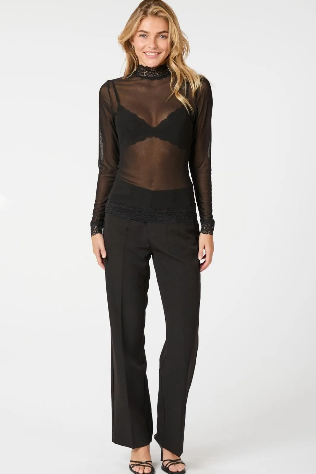 Neo Noir Bluser & Skjorter<Liza Mesh Lace Blouse 164281