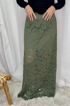 A-bee Nederdele<Long Flower Lace Skirt _-W_