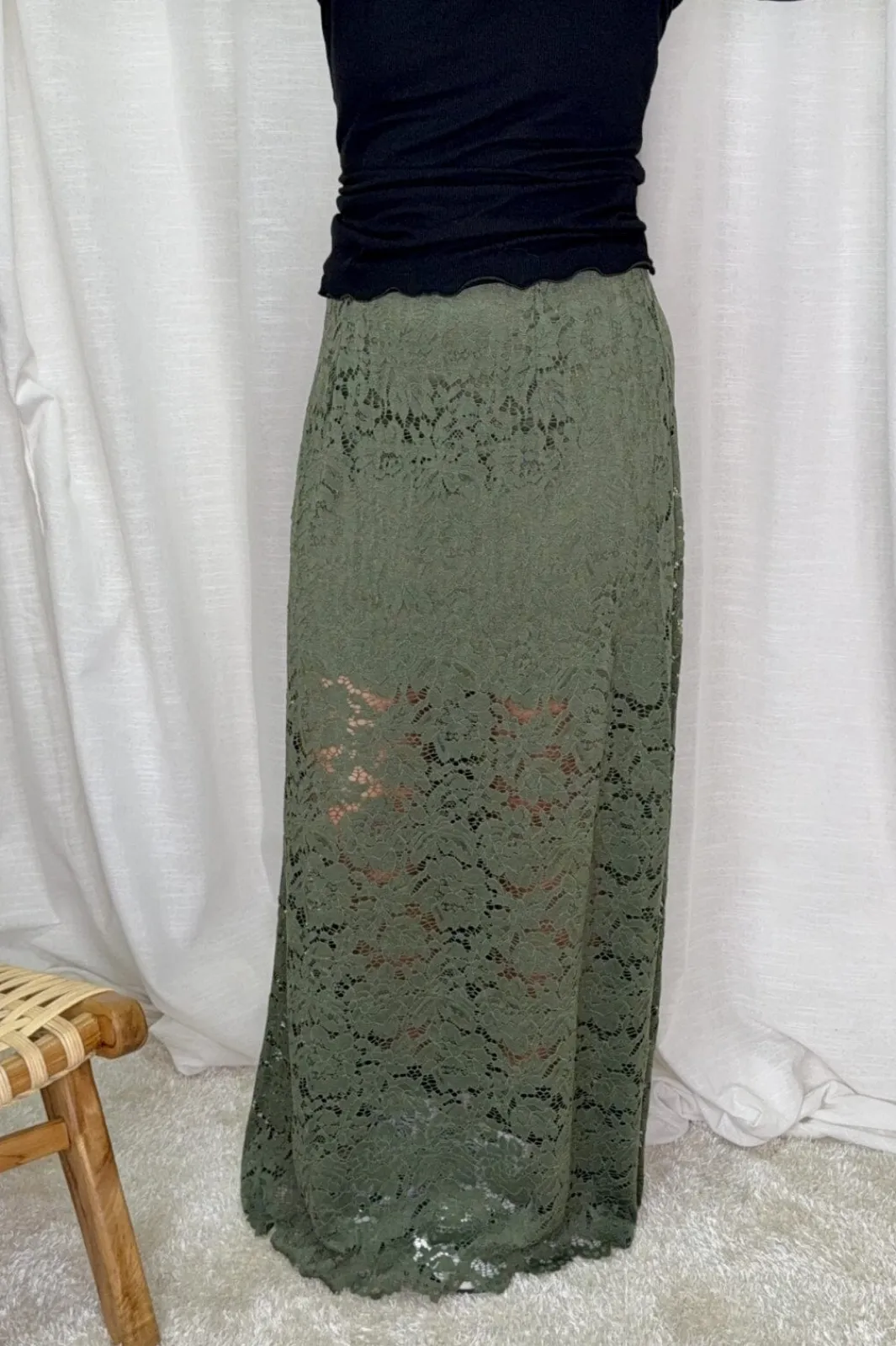 A-bee Nederdele<Long Flower Lace Skirt _-W_