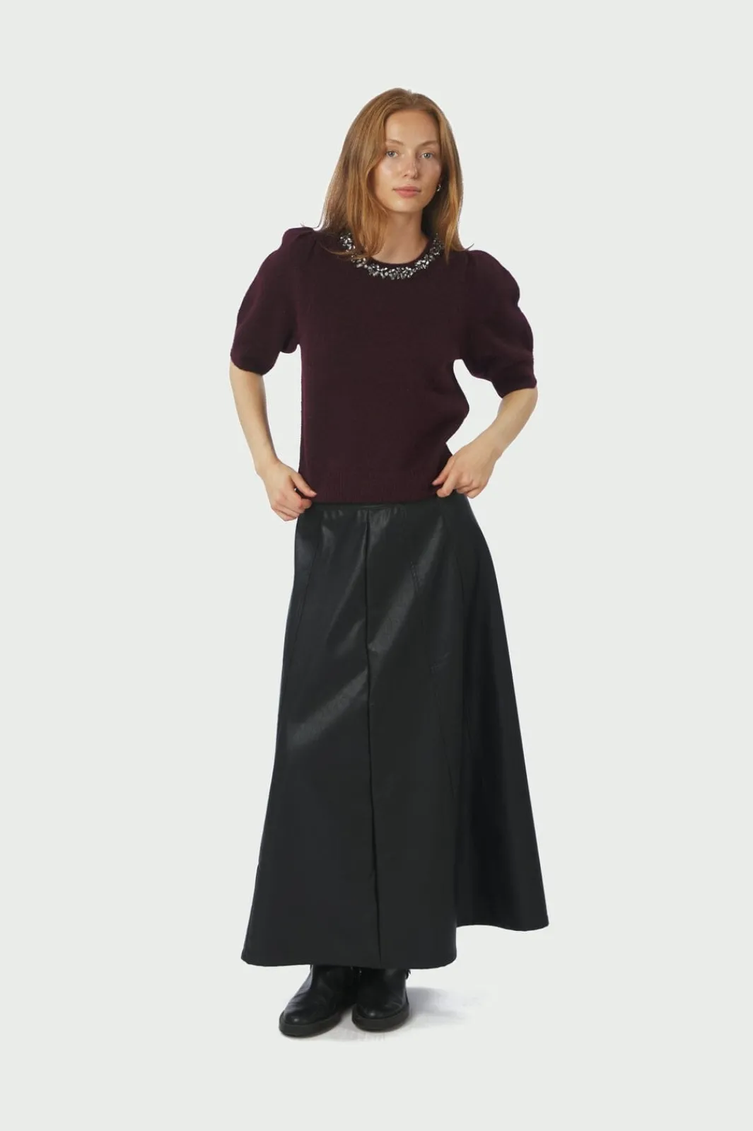 Neo Noir Strik|Bluser & Skjorter<Maia Stone Knit Blouse 162914