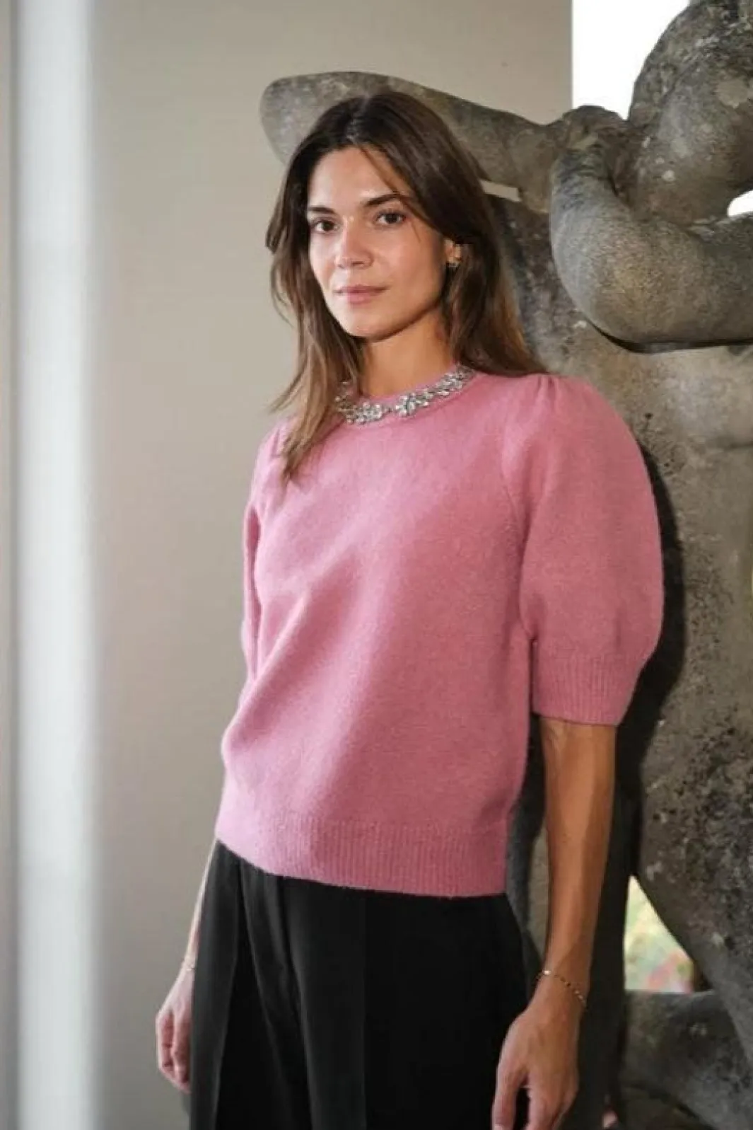 Neo Noir Strik|Bluser & Skjorter<Maia Stone Knit Blouse 162914