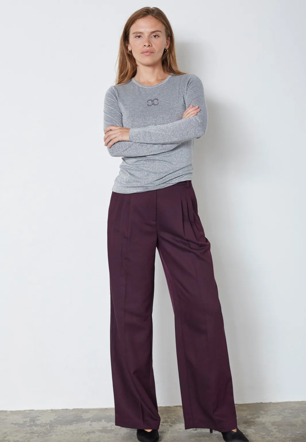 Discount Mannycc Lurex Emb L/S Tee 33210 Bluser & Skjorter