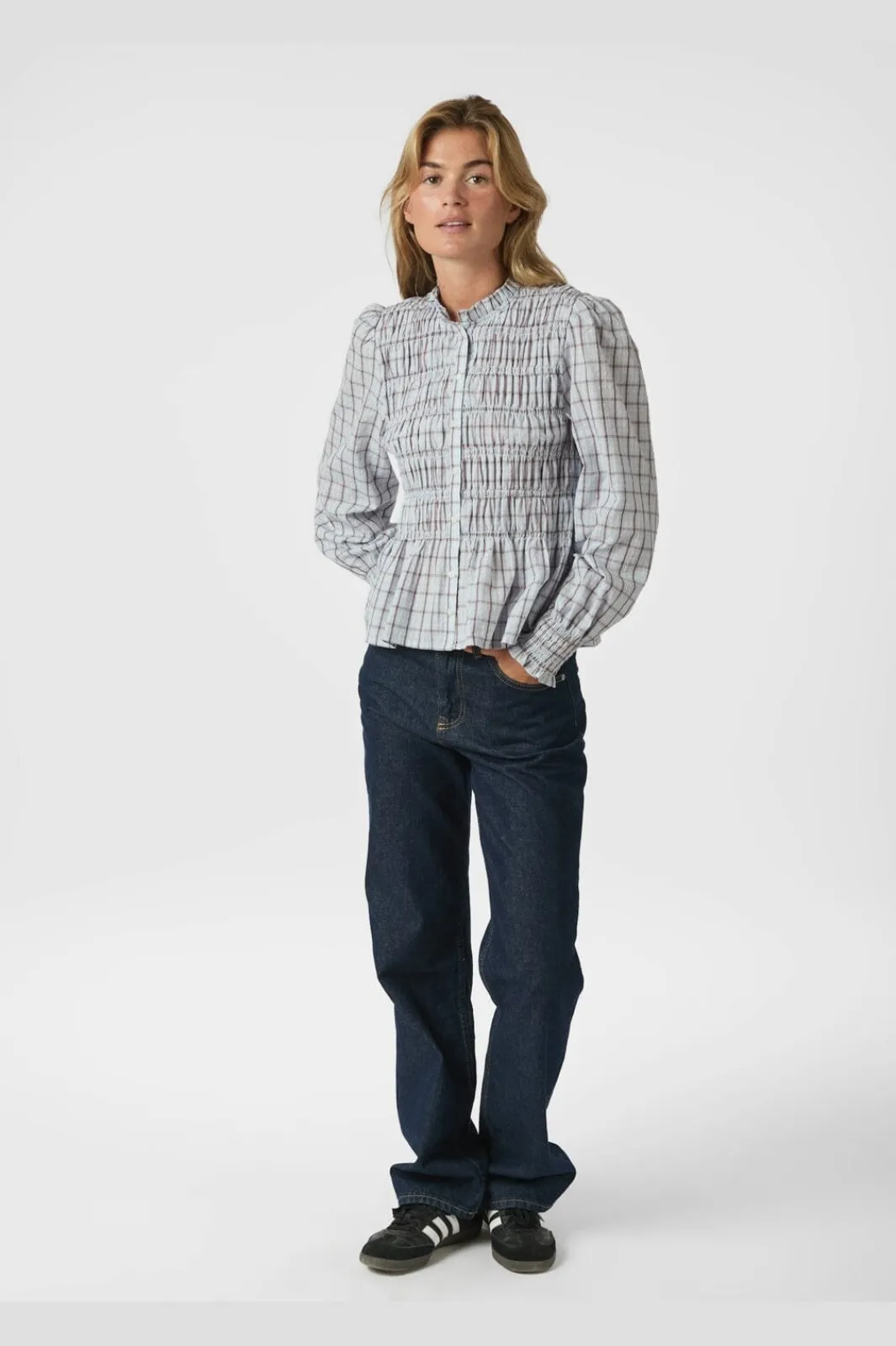 Neo Noir Bluser & Skjorter|Ammevenligt Tøj<Mocca Smock Check Blouse 166900