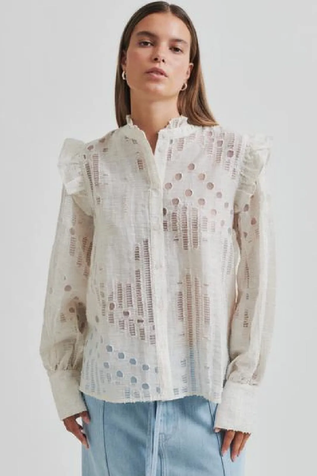 Second Female Bluser & Skjorter|Ammevenligt Tøj<Nete Frill Shirt 59393