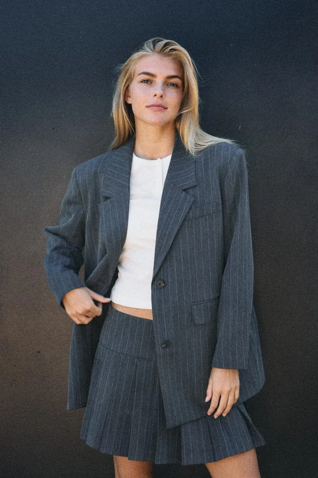 Clearance Nmcelia L/S Oversize Pinstripe Blazer Fw Blazere