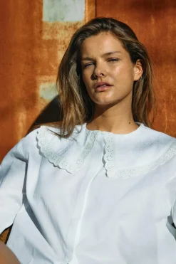 Outlet Nmeliza L/S Embr Collar Shirt Bluser & Skjorter