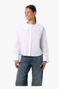 Outlet Nmeliza L/S Embr Collar Shirt Bluser & Skjorter