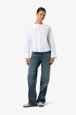 Outlet Nmeliza L/S Embr Collar Shirt Bluser & Skjorter