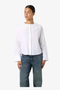 Outlet Nmeliza L/S Embr Collar Shirt Bluser & Skjorter