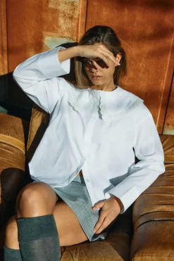 Outlet Nmeliza L/S Embr Collar Shirt Bluser & Skjorter