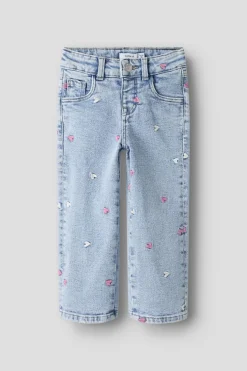 Best Nmfrose Wide Emb Jeans 2633-Fr Børn Bukser & Leggings