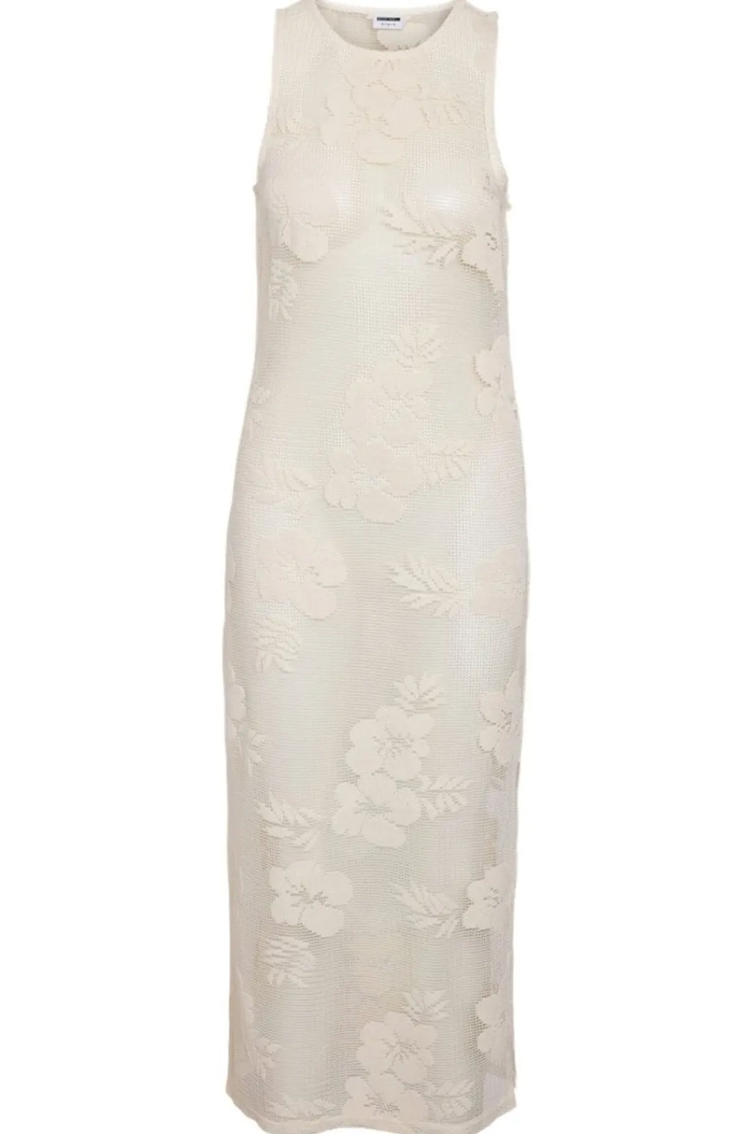 New Nmklea S/L Long Flower Lace Slit Dress Kjoler