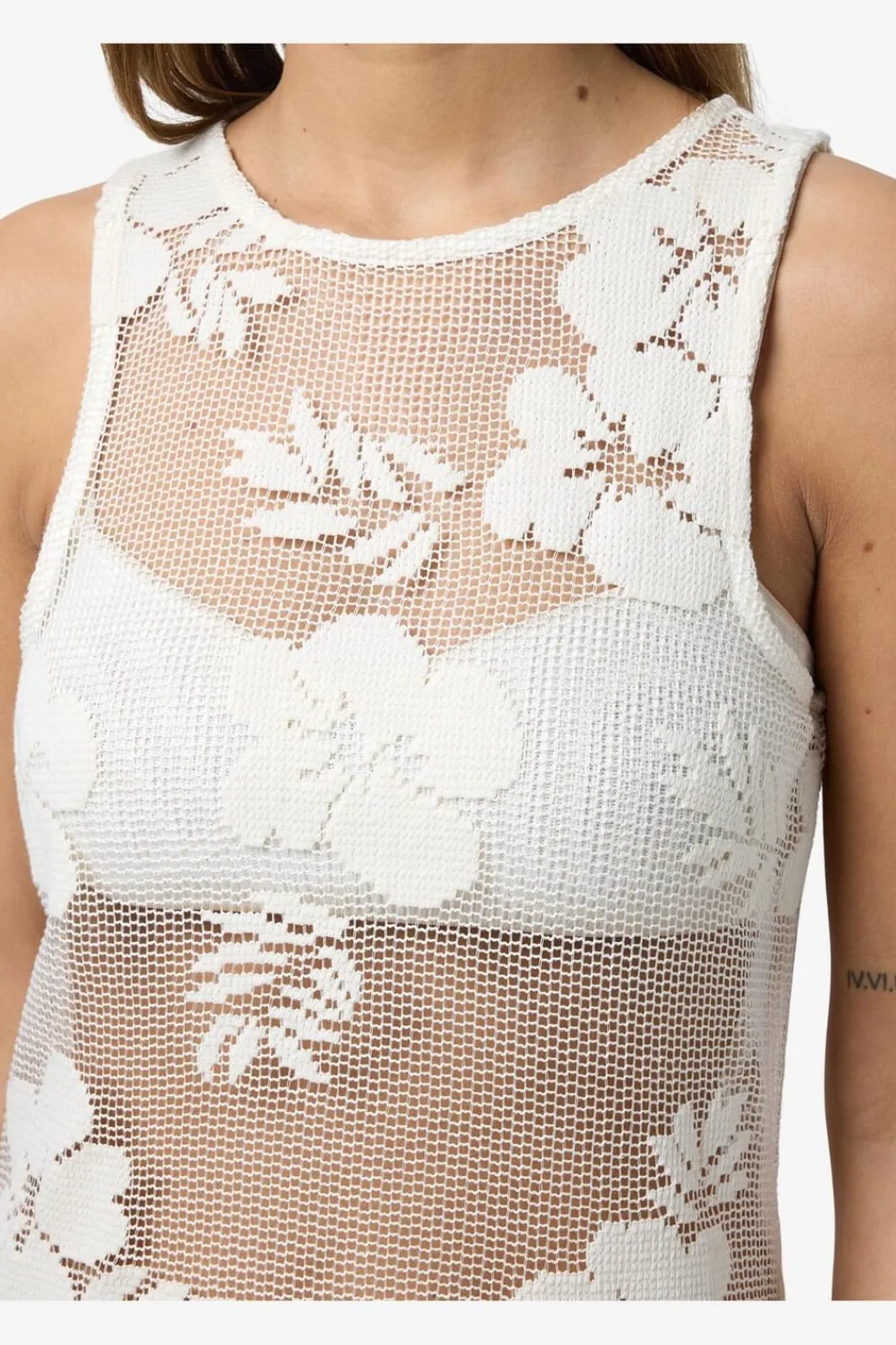 New Nmklea S/L Long Flower Lace Slit Dress Kjoler