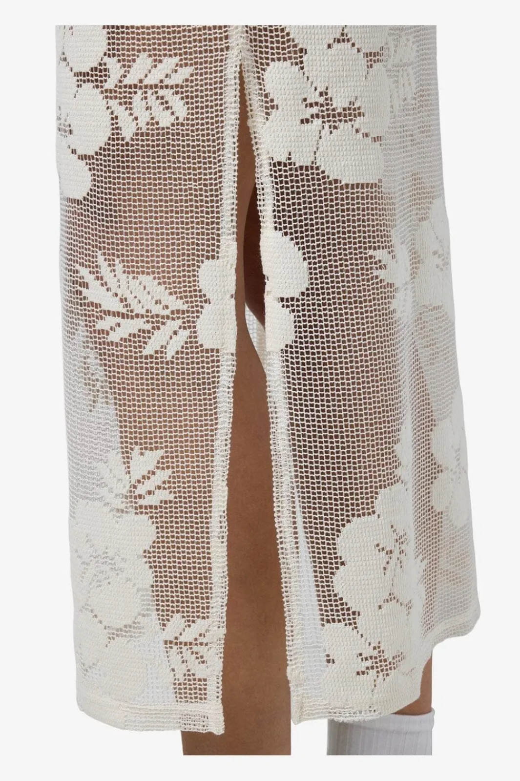New Nmklea S/L Long Flower Lace Slit Dress Kjoler