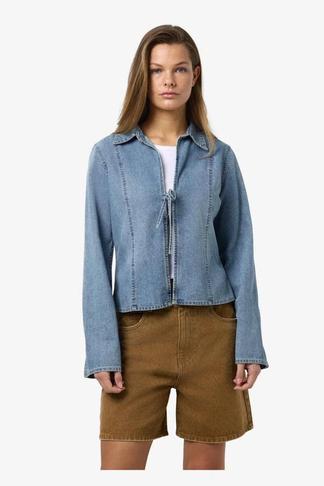 Noisy May Sæt 🛍️|Bluser & Skjorter<Nmmaisy L/S String Denim Shirt Bs031Lb